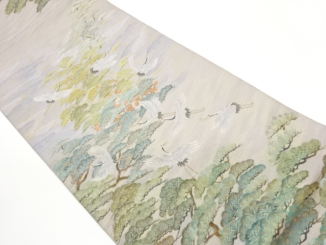 JAPANESE FUKURO OBI / WOVEN WAVE & CRANE